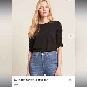 Veronica Beard Waldorf Ruched Sleeve Tee